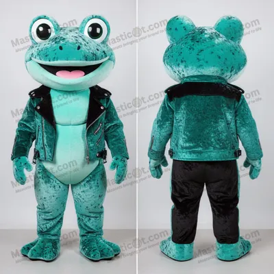 Produktbild von Türkis MASTICOT gefleckte Cartoon-Frosch-Maskottchen