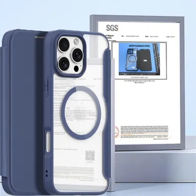 Produktbild von Dux Ducis Haut X Pro Fall für Iphone 16 Pro mit Magsafe und Klappe - blau