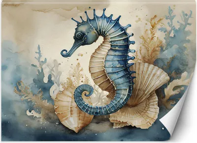 Produktbild von Vlies fototapete Seepferdchen blau 350x245 cm Feeby Blau inkl. Kleber einfache Montage