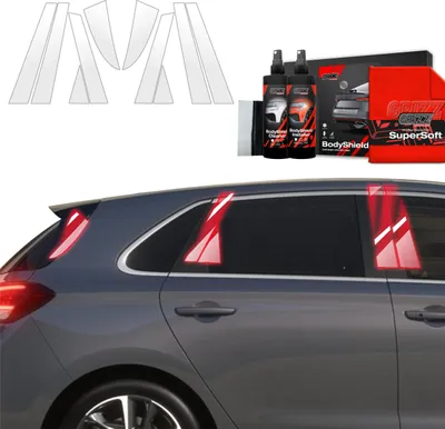 Zdjęcie produktu dla Folia ochronna 10 w 1 Grizz Protector na słupki B, C i D – Hyundai i30 Hatchback (2020–2025)