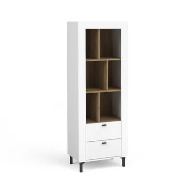 Produktbild von Bücherregal MONTA 60x169x40 cm Standregal mit 2 Schubladen und 6 Regalfächer, Weiß