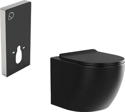 Produktbild von Sparset - Wand-WC mit dekorativem Trägergestell - Schwarz matt - JAVOINE