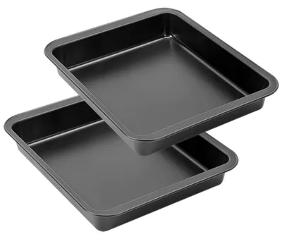 Immagine prodotto di Stampo per torte da 22 cm - Stampo quadrato - Set da 2 pezzi - Rivestimento antiaderente - Acciaio al carbonio - Perfetto per torte - Teglia da forno
