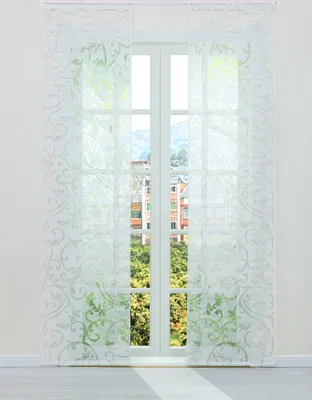 Produktbild von Joyswahl Schiebegardine 2er Set Ausbrenner Flächenvorhänge modern Schiebevorhang mit Klettband Weiß BxH 57x245cm