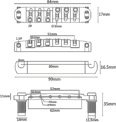 Produktbild von E-Gitarrenbrücke, Kordelzugplatte, obere und untere geteilte Kugelrolle, verstellbares 6-Saiten-Zugbrett