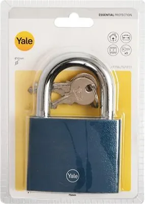 Image de YALE YE11BL/75/137/1 Cadenas avec anse bleue en fonte, 75 mm Blister