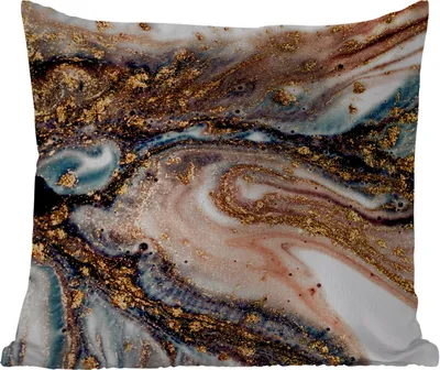 Produktbild von MuchoWow® Outdoor Kissen - Marmoroptik - Gold - Schwarz - Glitzer - Chic - 45x45 cm - Wetterfest - Lounge Kissen - Fotokissen - Dekoratives Kissen