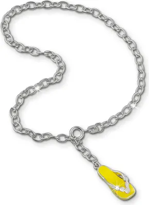 Image de SilberDream Chaîne de cheville pour femme 25cm 925 argent véritable jaune blanc tong SDF002