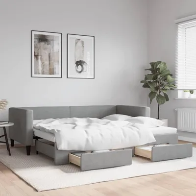 Obrázok produktu pre vidaXL Rozkladacia posteľ so zásuvkami Svetlo šedá 90x200 cm Látka