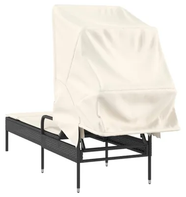 Produktbild von vidaXL Sonnenliege mit Dach Schwarz Poly Rattan