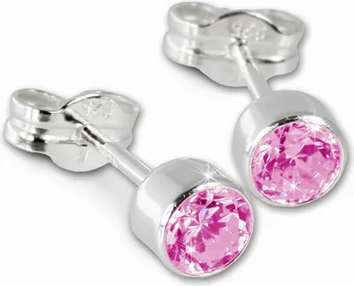 Produktbild von SilberDream Ohrstecker für Damen 925 Silber pink Zirkonia Ohrringe 5mm SDO503P