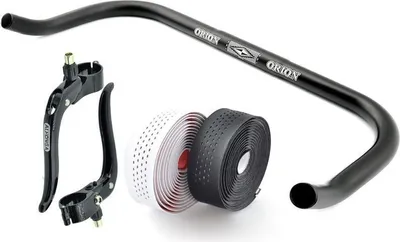 Produktbild von Bullhorn Fixie Singlespeed Lenker – Schwarz 440mm mit Bremshebel und Lenkerband
