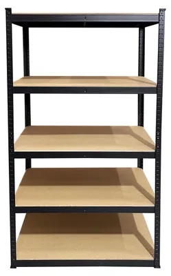 Schwerlastregal 90x45x180 cm, 5 Böden, 1250 kg, Stecksystem, schwarz
