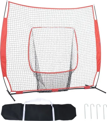Produktbild von 213,4 x 106 x 210 cm Baseball-Softball-Übungsnetz - Baseball Pitching Net - Schlag- und Fangnetz für Baseball-Training - Inkl. Bogenrahmen, Tragetasche & Schlagzone