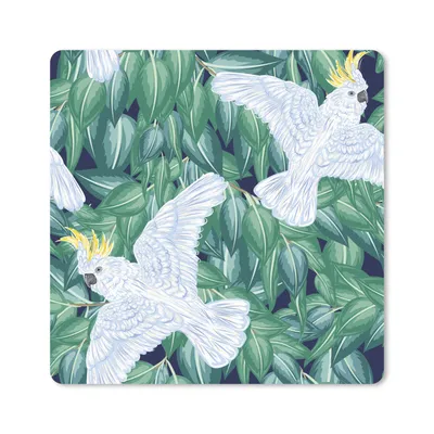 Produktbild von MuchoWow® Mauspad Mousepad Vogel - Blätter - Kakadu - Muster 20x20 cm - Mousepads - Maus Mat - Pad - Mausunterlage - Desk Mat - Bureauartikeln