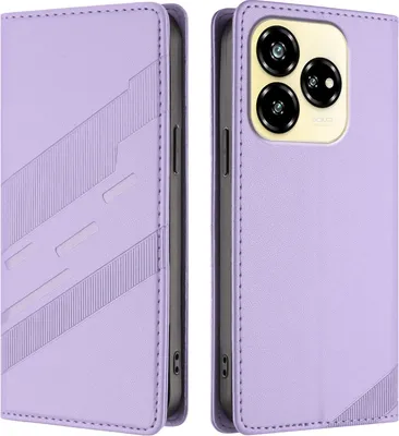 Produktbild von Hülle für ZTE Axon 60 Lite, Kunstleder Brieftaschen Handyhülle mit Kartenfach und Standfunktion Violett