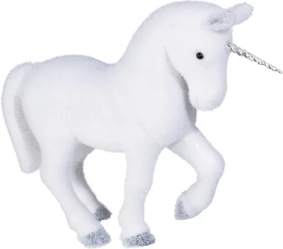 Image de Décoration de Noël de Licorne à paillettes - Blanc - L 24 x P 10 x H 38,5 cm