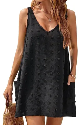 Produktbild von Ärmelloses V-Ausschnitt Strandkleid mit Taschen