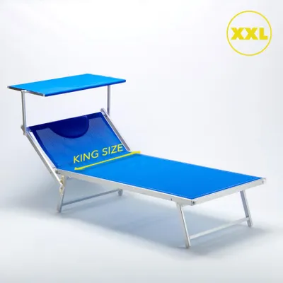 Produktbild von Sonnenliege aus Aluminium Professionell Groß Extralarge Grande ItaliaFarbe: Blau, Höhe (cm): 40,5, Breite (cm): 98, Gewicht: 10 kg, Zusammensetzung: Textilen, Aluminium, Modelle: ITALIA, Eigenschaften: Waschbar, Verstellbar, Klappbar, Länge (cm): 208, Zertifikation: Contract