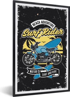Produktbild von MuchoWow® MuchoWow® Gerahmtes Poster Jahrgang - Motorrad - Design 60x90 cm - Poster mit zchwarzem Bilderrahmen - Kunst