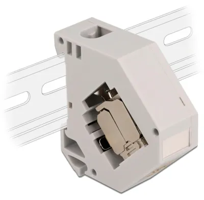 Produktbild von Delock Hutschienenadapter mit Keystone Modul RJ45 Buchse Cat.6A LSA