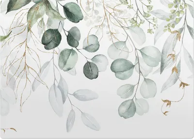 Produktbild von Aquarell-Zweigblätter – Bodenschutzmatte – Rutschfest – Schutzmatte für Büro – Vinylmatte – Stuhlunterlage  – 140 x 100 cm
