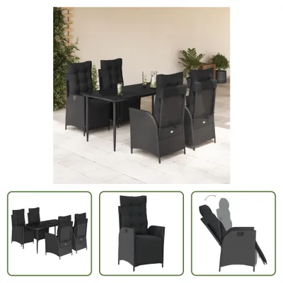 Produktbild von The Living Store 5-tlg. Garten-Essgruppe mit Kissen Schwarz Poly Rattan