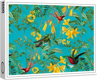 Image de puzzle premium raxxa "Colibris style vintage : motif de jungle tropicale", 1000 pièces