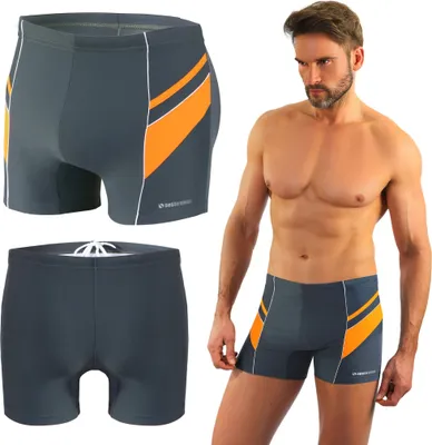 Produktbild von Sesto Senso Herren Badehose Schwimmhose Badeshorts 357, Farbe: Grau/Gelb, Große: L