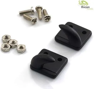 Produktbild von Thicon Haken mit Flansch Alu schwarz mit Montageschrauben 2 Stück
