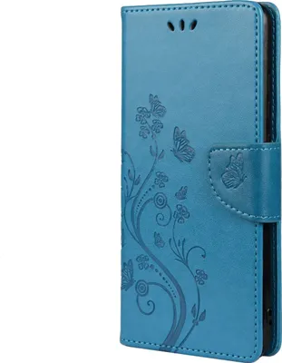 Produktbild von Mobigear Flowers  Samsung Galaxy A23 Hülle Klapphülle Geldbörse - Blau
