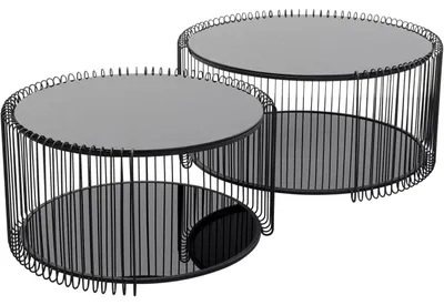 Produktbild von Kare Design Couchtisch Wire Double 2er Set, Schwarz, 63cm Durchmesser, Sicherhei