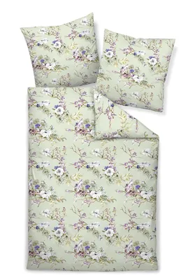 Produktbild von Janine Design Mako-Satin Bettwäsche-Garnitur MILANO 45044 Farbe salbeigrün-06 Größe 135X200+80x80cm