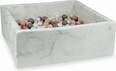 Zdjęcie produktu dla Suchy basen 110x110x40 marmur z piłeczkami 600szt: różowozłote, szare, perłowe