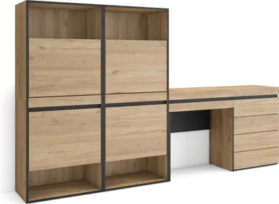 Produktbild von Schuhregal, Schuhschrank, 247x35x145 cm, Für Schlafzimmer, Zimmer, Kommode mit Schubladen, Schminktisch, Eiche
