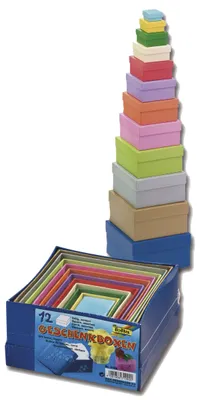 Obrázok produktu pre Folia 3109 Darčeková krabička "štvorcová" - farebná, 12 kusov, rôzne veľkosti a farby,