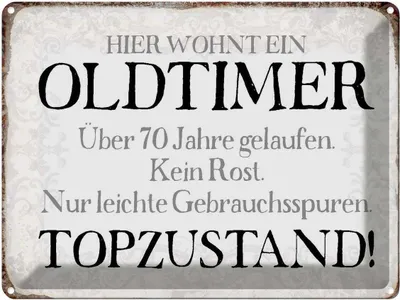 Produktbild von vianmo Blechschild 30x40 cm hier wohnt Oldtimer über 70 Spruch Zitat