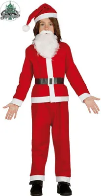 A child dressed as Santa Claus, posing for a product image.