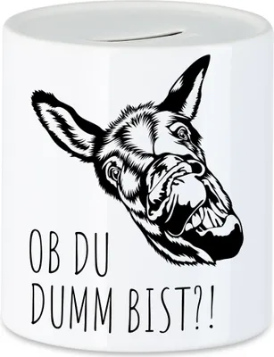 Produktbild von Ob du dumm bist?! Spardose Büro Geschenk Sarkasmus Mitarbeiter Chef Kollegen Esel