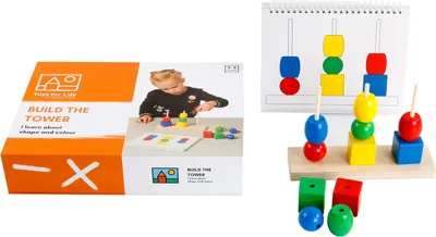 Zdjęcie produktu dla Toys for Life Gra z klockami Wieża kolorów i kształtów Drewniana gra