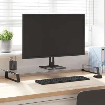 Obrázek produktu pro vidaXL Stojan na monitor černý 100x35x8 cm z tvrzeného skla a kovu