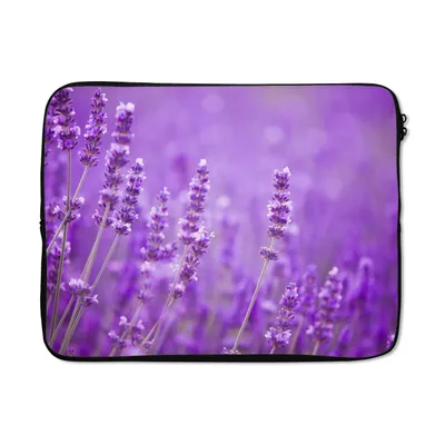 Produktbild von MuchoWow® Laptop Hülle 17 Zoll Laptoptasche Lavendel - Nahaufnahme - Blumen - Lila - Zipper - Schutzabdeckung