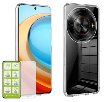 Produktbild von Für ZTE Blade A75 5G Silikon TPU Schutz Hülle Dünn Transparent + H9 Hart Glas
