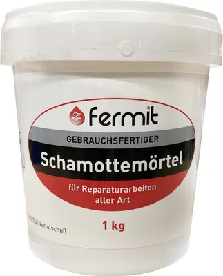 Produktbild von Fermit Schamottemörtel Temperaturbeständigkeit: über +1600°C und 4x Anzündwürfel aus Holzfaser und Pflanzenöl ca. 8 min Brennzeit (Schamottemörtel 1 kg)