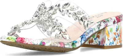 Produktbild von Laura Vita Damen Pantolette Strasssteine durchsichtig Gummisohle HUCBIO-41, Größe:38 EU, Farbe:Weiß