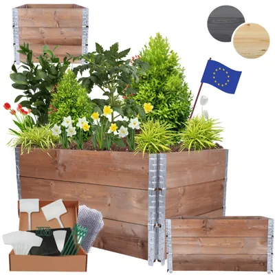 Produktbild von MODO24 Hochbeet Holz, Pflanzrahmen, Kräuterbeet, Gemüsebeet, Massivholz Kiefer, Garten, 60x120x80 cm, Braun, ZP10