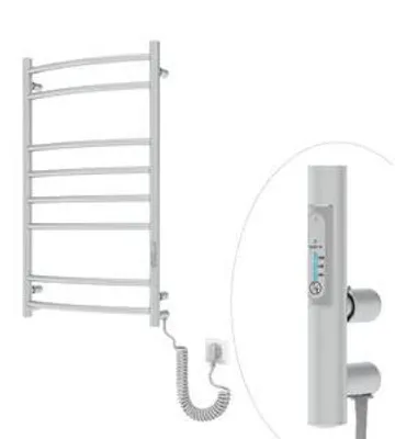Zdjęcie produktu dla Grzejnik łazienkowy elektryczny stal nierdzewna chrom Ladder 8 109W 81x48 cm energooszczędny