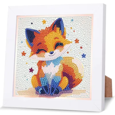 Fuchs Diamantmalerei für Kinder mit Rahmen, 5D DIY Bastelset