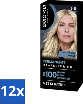 Zdjęcie produktu dla SYOSS - Koloryzacja 9-5 Mroźny Perłowy Blond - Farba do włosów - Pokrycie siwych włosów - Zmniejsza łamliwość włosów - Ekonomiczne opakowanie - 12 sztuk