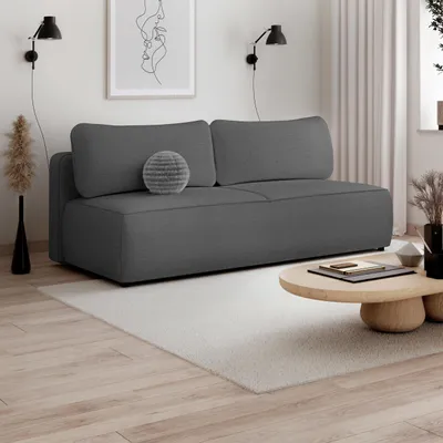 Produktbild von Beautysofa Schlafsofa DARLING 2-Sitzer 210 cm Dunkelgrau, DL-System, Bettkasten, Bonellfederung, Liegefläche 145x200 cm